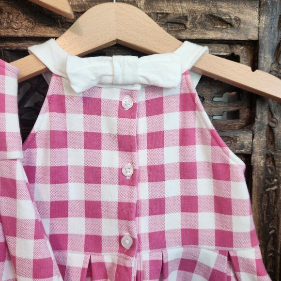 Pink Gingham Ponte Dress, Barbie inspired. Size 12-18 mos - Picture 3 of 6